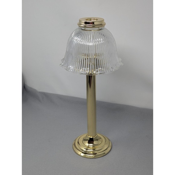 PartyLite Other - VTG Party Lite Lamp Taper Candle Holder SpringLoaded Gold Tone Metal Glass Shade